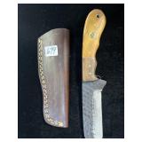 8" DAMASCUS ROUND EDGE KNIFE W/ SHEATH
