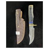 8" DAMASCUS BLADE W/ DECORATIVE HANDLE & SHEATH