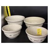 4 LONGABERGER CERAMIC NESTING BOWLS