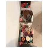 3 BOXES OF ASSORTED CANDLES, VASES, ETC.