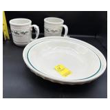 3PC-LONGABERGER PIE PLATE & 2 COFFEE CUPS