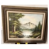 OIL ON CANVAS MOUNTAIN SCENE SIGNED S. HILLS