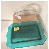 LONGABERGER GLASS BASKET & FENTON GLASS SUPPER