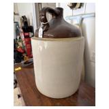5 GAL STONEWARE BROWN & WHITE CROCK JUG
