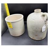 2 HALF GALLON CROCKS - JUG & STORAGE JAR