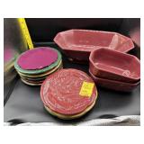 10PC LONGABERGER POTTERY - BOWLS & BREAD PLATES