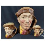 3PC LG, SM, & TINY TOBY CHARACTER JUGS-" 