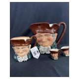 4PC TOBY CHARACTER JUGS - "OLD CHARLEY"