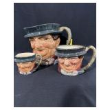 3PC LG, SM, MINI TOBY CHARACTER JUGS "TONY WELLER"
