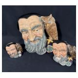 3PC MINI, SM, LG TOBY CHARACTER JUGS "MERLIN"