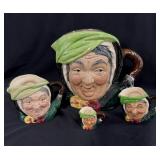 4PC TOBY CHARACTER JUGS - "SAIRY GAMP"