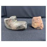 NATIVE AMERICAN - 2 CARVED PIPE BOWLS