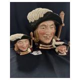 3PC TOBY CHARACTER JUGS - "ARAMIS" (1955)