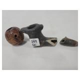DAMAGED PIPE BOWL STEM & WOOD PIPE BOWL