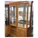 OAK DOUBLE DOOR CURIO CABINET WITH DBL DOOR BASE -