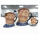 3PC SML, MINI, TINY TOBY CHARACTER JUGS "FAT BOY"