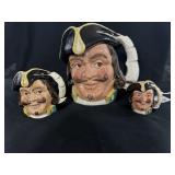 3PC TOBY CHARACTER JUGS-"CAPT HENRY MORGAN"(1957)