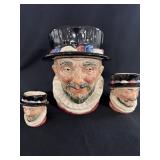 3PC TOBY CHARACTER JUGS - "BEEFEATER" (1946)