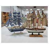 2 MINIATURE WOODEN SHIP MODELS