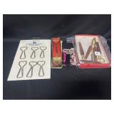 6 BOTTLE OPENERS, BAR SET, CORK PULLER &
