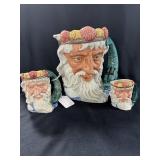 3PC TOBY CHARACTER JUGS - "NEPTUNE" (1960)