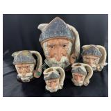 5PC TOBY CHARACTER JUGS - "DON QUIXOTE" (1956)