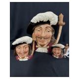 3PC TOBY CHARACTER JUGS - "PORTHOS" (1955)