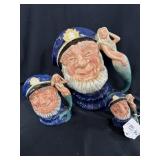 3PC TOBY CHARACTER JUGS - "OLD SALT" (1960)