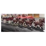 CAST IRON BEER WAGON - 8 HORSE HITCH WITH