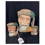 3PC TOBY CHARACTER JUGS-"ROBINSON CRUSOE"(1959)