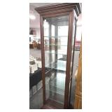 MAHOGANY AND GLASS CURIO CABINET W/GLASS SHELVES -