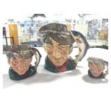 3PC TOBY CHARACTER JUGS - "THE POACHER" (1954)