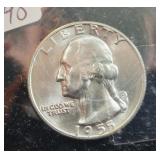 1955 WASHINGTON 25 CENT BU