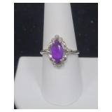 10K WHITE GOLD AND AMETHYST RING -