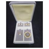 SINGLE PEARL NECKLACE, PEARL BROOCH AND