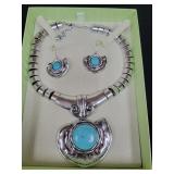 TURQUOISE NECKLACE AND MATCHING EARRINGS