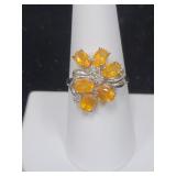 14KP GOLD AND ORANGE STONE RING -
