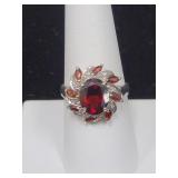 14K WHITE GOLD AND GARNET?? RING -