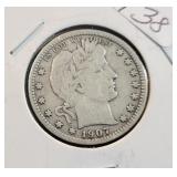 1907-O BARBER QUARTER