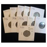 LOT OF (11) ASSORTED BUFFALO NICKELS