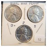 (3) PIECE STEEL WAR PENNY SET