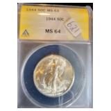 1944 50 CENT ANACS - MS64