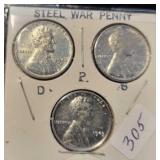 (3) PIECE STEEL WAR PENNY SET