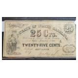 1863 CONFEDERATE NORTH CAROLINA 25 CENTS