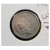 1865 THREE CENT NICKEL