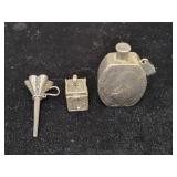 STERLING SILVER CHARM BOX, PERFUNE BOTTLE
