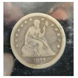 1877 S SEATED 25 CENT