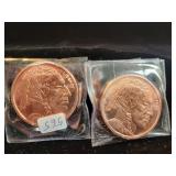 2 - 1 OUNCE COPPER ROUNDS