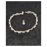 10K WHITE GOLD - 6 1/2" BRACELET AND PENDANT