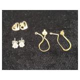 DIAMOND STUD EARRINGS W/14K GOLD POSTS,